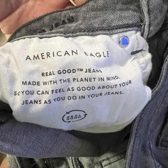 !SOLD! AMERICAN EAGLE Gray Distressed Jeans Black Streetwear Ripped Skinny US 4 - Picture 13 of 13